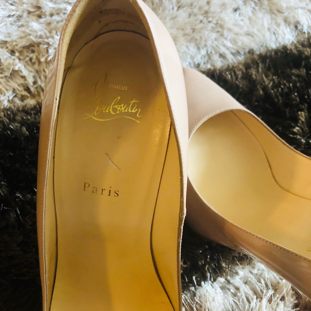 Christian Louboutin Nude Patent Leather Pumps